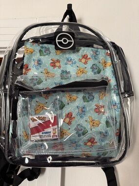 Pokemon Clear Backpack with Light Blue Pokemon Print